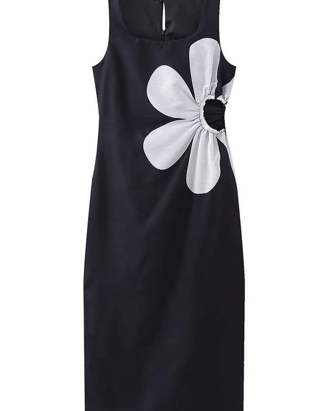 Ophelia Çiçek Baskılı Kesik Midi Elbise