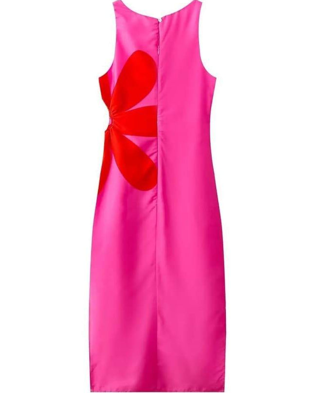 Ophelia Çiçek Baskılı Kesik Midi Elbise