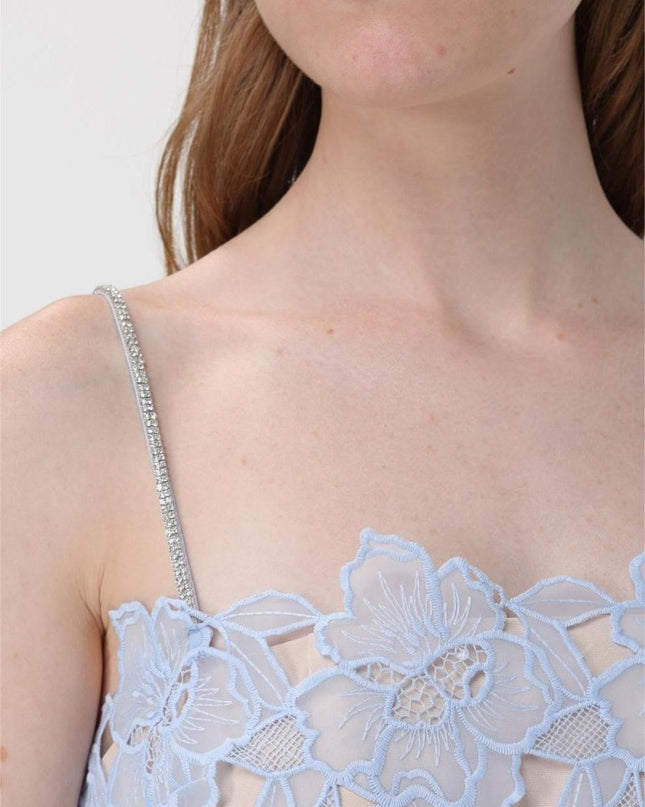 Ophelia Dantel Katmanlı Askılı Midi Elbise