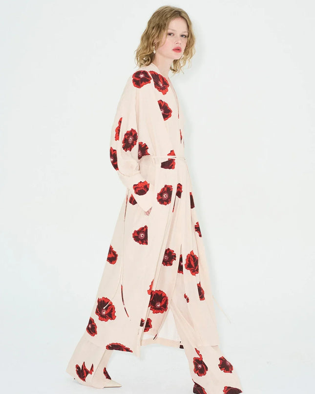 Crimson Bloom Kimono Set