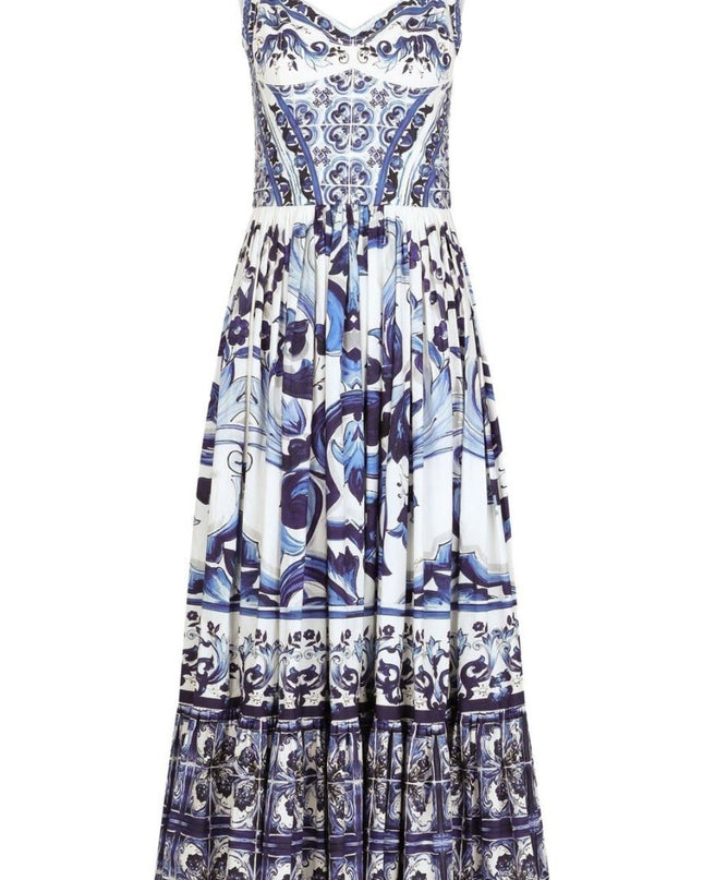 Sibyl Baskılı Büzgülü Askılı Uzun Elbise