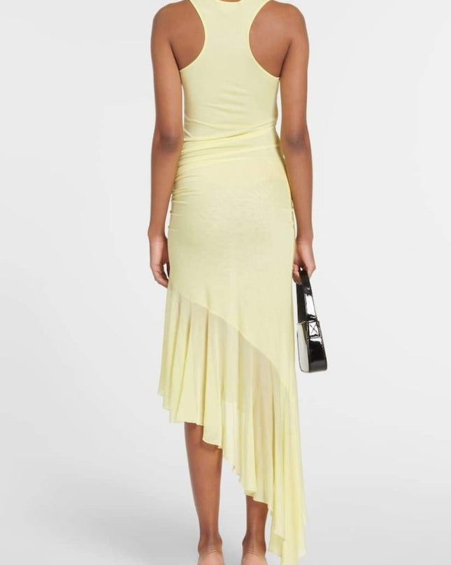 Valerie Asimetrik Volanlı Midi Elbise