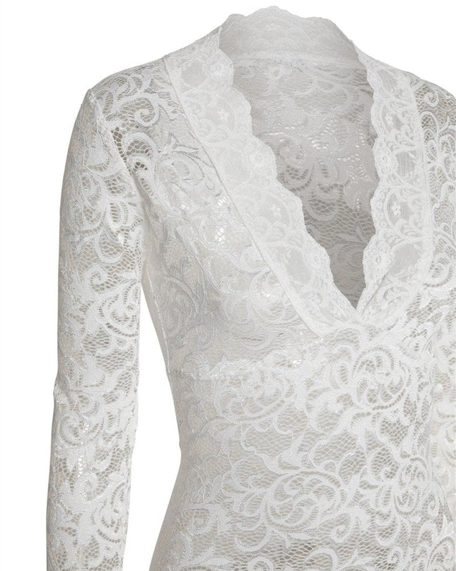 Virginia Şeffaf Dantel Denizkızı Uzun Elbise