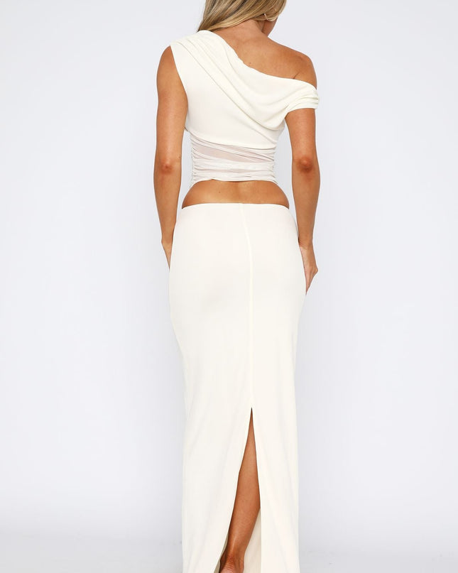 Kızlar Gecesi Beyaz Maxi Elbise