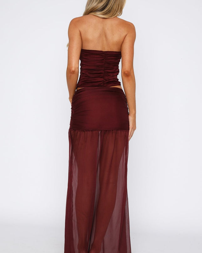 Sahne Işıltısı Etek – Bordo